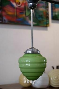 Art deco suspension lamp 1920/30. Green opaline glass! Original