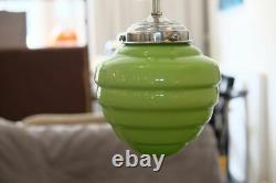 Art deco suspension lamp 1920/30. Green opaline glass! Original