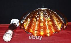 Art deco tinted opalescent glass hand-moulded slip clamshell Odeon pendant light