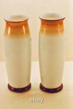 Art nouveau pair of opaline glass vases. Hand made