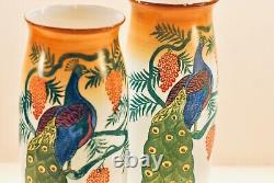 Art nouveau pair of opaline glass vases. Hand made