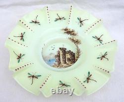 Austria Art Glass Opaline Uranium Glass Decorative Plate 1860