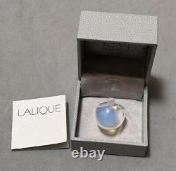 Authentic $280 LALIQUE France Opalescent White Cabochon Crystal Ring T48 4.5 NIB