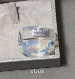 Authentic $280 LALIQUE France Opalescent White Cabochon Crystal Ring T48 4.5 NIB