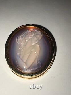 Authentic LALIQUE Clemence Lady Cameo Opalescent Pink Crystal Pendant Pin Brooch