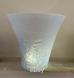 BAROLAC (INWALD) OPALESCENT RELIEF MOULDED GLASS ARMADA VASE 1930s
