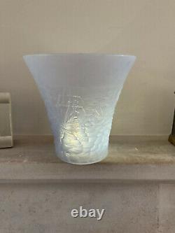 BAROLAC (INWALD) OPALESCENT RELIEF MOULDED GLASS ARMADA VASE 1930s