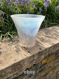 BAROLAC (INWALD) OPALESCENT RELIEF MOULDED GLASS ARMADA VASE 1930s