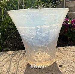 BAROLAC (INWALD) OPALESCENT RELIEF MOULDED GLASS ARMADA VASE 1930s
