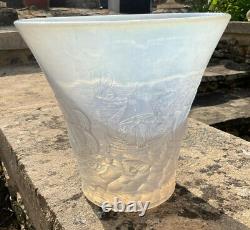 BAROLAC (INWALD) OPALESCENT RELIEF MOULDED GLASS ARMADA VASE 1930s