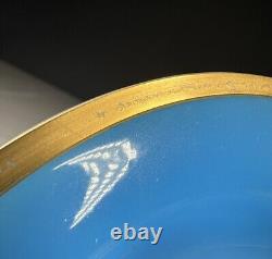 Baccarat Attributed French Blue Opaline Glass Napoleon Dish With Gilding 19C