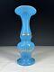 Baccarat Attributed French Blue Opaline Glass Vase With Gilding