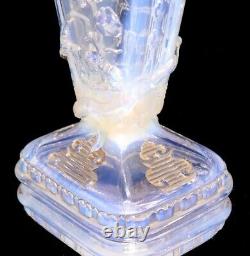 Baccarat Opalescent Glass Vase with Plum Blossom Fan Design Marked c. 1878