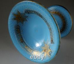 Baccarat Small Celestial Blue Gilded Opaline Glass Compote