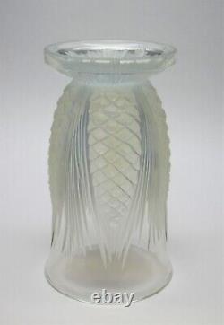 Beautiful Antique Art Deco VERLYS Glass Opalescent Pinecone Vase ca 1930 Signed