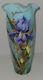 Beautiful Antique Bohemian Hand Painted Opalescent Art Glass Vase Harrach 1354