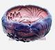 Beautiful Antique Fenton Art Glass Plum Opalescent Bowl Water Lily & Cattails