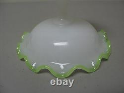 Beautiful Antique Opaline Art Glass Small Compote, Vaseline Edge