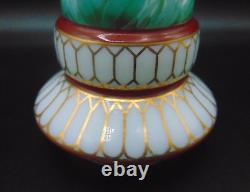 Biedermeier Opaline Hand Painted Floral Art Glass Vase Harrach / Josephinenhütte