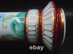 Biedermeier Opaline Hand Painted Floral Art Glass Vase Harrach / Josephinenhütte