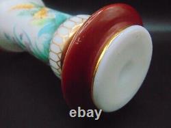 Biedermeier Opaline Hand Painted Floral Art Glass Vase Harrach / Josephinenhütte