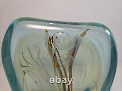 Bill Slade Art Glass Paperweight Blue Signed Dated Opalescent Bird