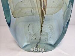 Bill Slade Art Glass Paperweight Blue Signed Dated Opalescent Bird