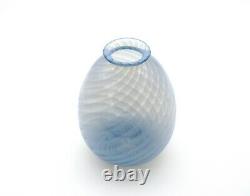 Blue Opaline Optic Swirl Art Glass Vase