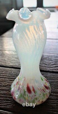 Bohemian Antique ca. 1905 Kralik Harlequen Opalescent Art Glass Vase Loetz Era