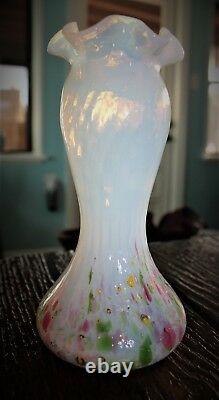Bohemian Antique ca. 1905 Kralik Harlequen Opalescent Art Glass Vase Loetz Era