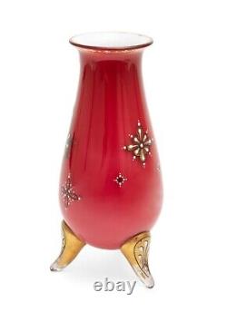 Bohemian Art Glass Vase with Enamel Classical Cameo Portrait Antique c1880