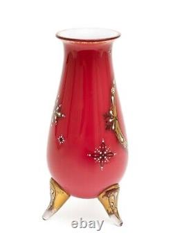 Bohemian Art Glass Vase with Enamel Classical Cameo Portrait Antique c1880