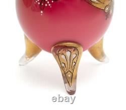 Bohemian Art Glass Vase with Enamel Classical Cameo Portrait Antique c1880