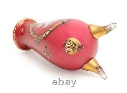Bohemian Art Glass Vase with Enamel Classical Cameo Portrait Antique c1880