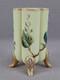 Bohemian Harrach Blue & White Floral & Gold Yellow Green Opaline Glass Vase