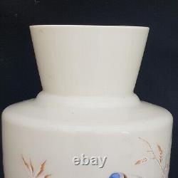 Bohemian harrach opaline Glass painted bluetit large Uranium Vase