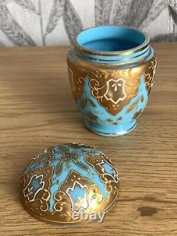 Box for small items Bohemian Opaline Blue Glass Moser with Gold Plated