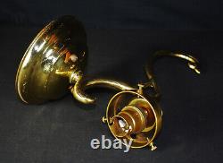 Brass 1950s antique wall light sconce handmade French tinted Opaline glass shade