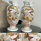C1880 Pair 15 Opaline French Glass Hand Paint Vases Baccarat Floral Butterfly
