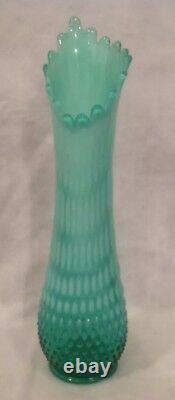 C1941 or 59-61 16 Fenton Emerald Green & White Opalescent Swung Vase RARE VG+++