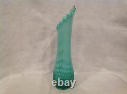 C1941 or 59-61 16 Fenton Emerald Green & White Opalescent Swung Vase RARE VG+++