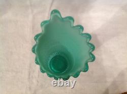 C1941 or 59-61 16 Fenton Emerald Green & White Opalescent Swung Vase RARE VG+++