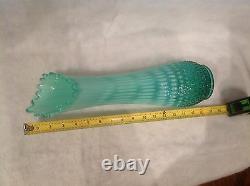 C1941 or 59-61 16 Fenton Emerald Green & White Opalescent Swung Vase RARE VG+++