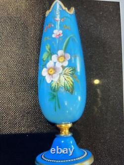 C19th Blue Opaline glass Finely Enamelled Moser or Harrach