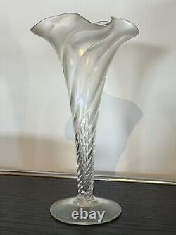 C19th Victorian John Walsh Walsh Iridescent H/Blown Twisted Fluted Vase 21cms