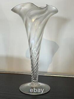 C19th Victorian John Walsh Walsh Iridescent H/Blown Twisted Fluted Vase 21cms