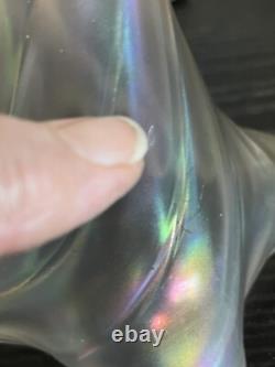 C19th Victorian John Walsh Walsh Iridescent H/Blown Twisted Fluted Vase 21cms