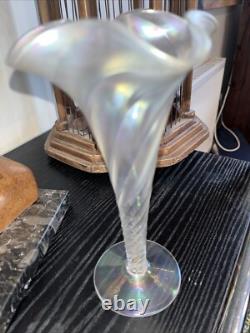 C19th Victorian John Walsh Walsh Iridescent H/Blown Twisted Fluted Vase 21cms