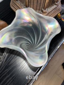 C19th Victorian John Walsh Walsh Iridescent H/Blown Twisted Fluted Vase 21cms