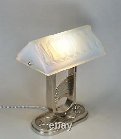 CHARLES RANC FRENCH 1930 ART DECO LAMP OPALESCENT GLASS. Modernist muller era